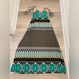 Urban Behavior Teal and Black Geometric Maxi Dress